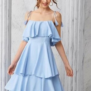 SHEIN KNOT STRAP FOLDOVER FRONT LAYER SLIP DRESS L